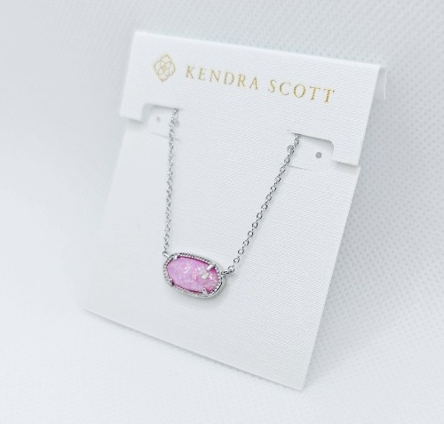 Kendra Scott Elisa Silver Pendant Necklace in Pink Opal