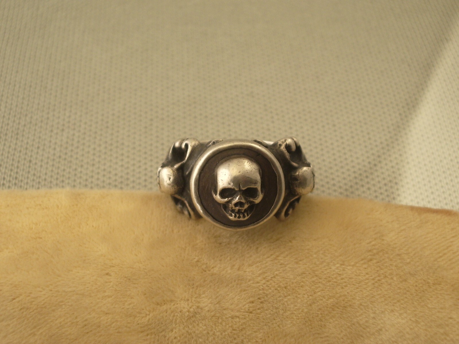 Rare antique silver Memento Mori Skull Ring Size 7.5
