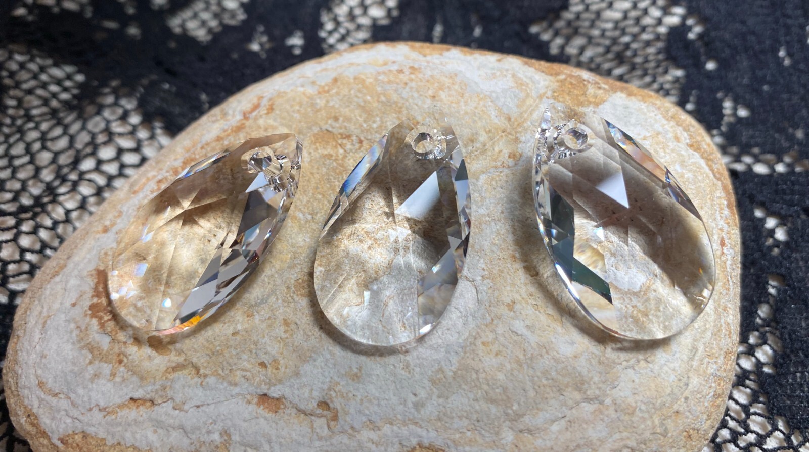 SWAROVSKI 6106 Pear Pendant Crystal Clear Pendant Teardrop Suncatcher 2 pc
