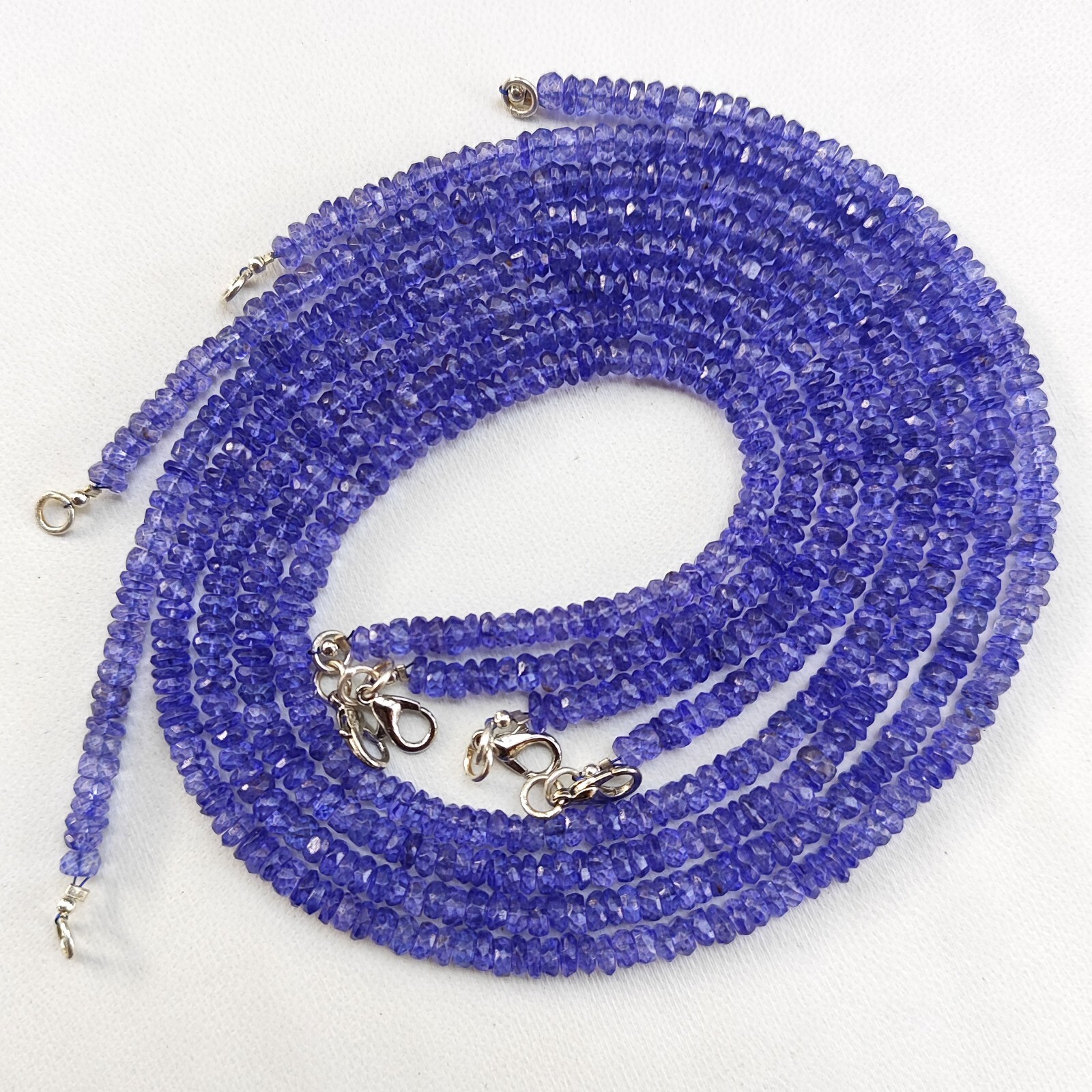 Tanzanite Color Coated Topaz Gems 5mm Size Faceted Rondelle Beads 17.5″ Necklace
