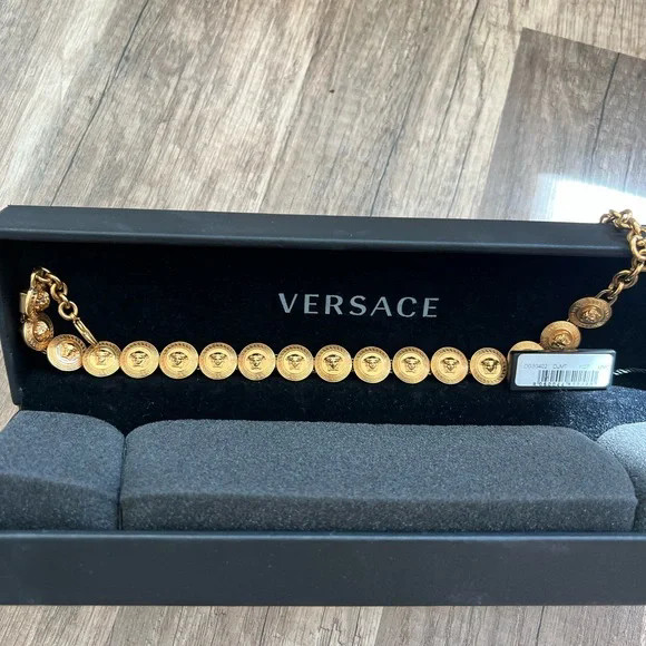 Versace Necklace Greca Signature Gold Choker Greek Key Medusa