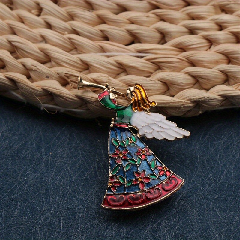 Elegant Enamel Angel Brooch Pin, Fashion Accessory for Clothing, Bags, and Hats
