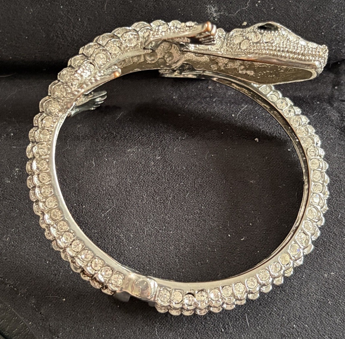 Crystal Rhinestone Cocktail Bangle Bracelet Wrap Alligator – Flawed