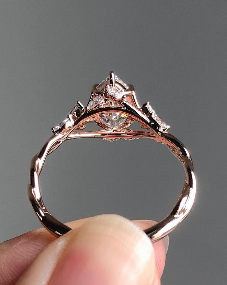 Nature Inspire Engagement Ring 2.0CTW Marquise Cut Real Moissanite Wedding Ring