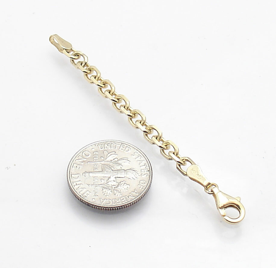 2.5″ 3.7mm Diamond Cut Cable Oval Extender for Necklace Chain 14K Yellow Gold