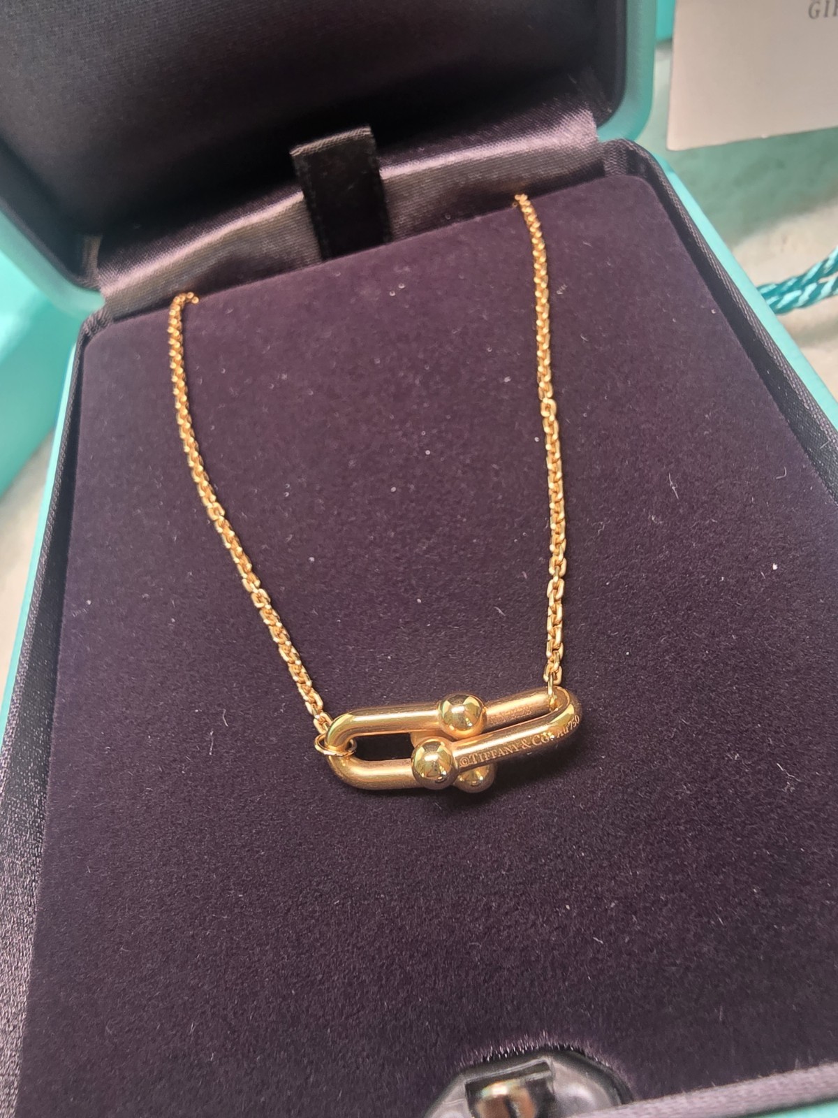 Tiffany & Co. Hardware Small Double Link Chain Necklace 18k Rose Gold NWB