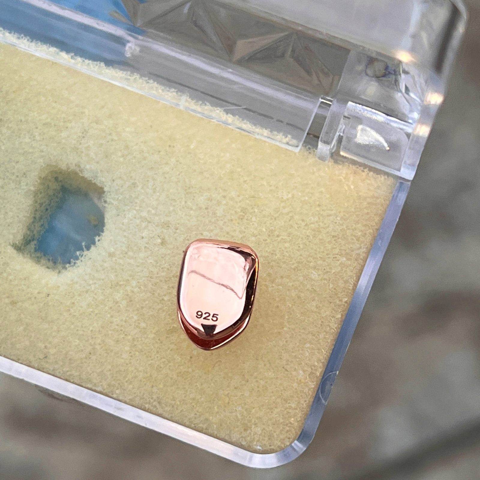 14K Rose Gold Plated Tooth Cap Real 925 Sterling Silver Single One Tooth Grillz