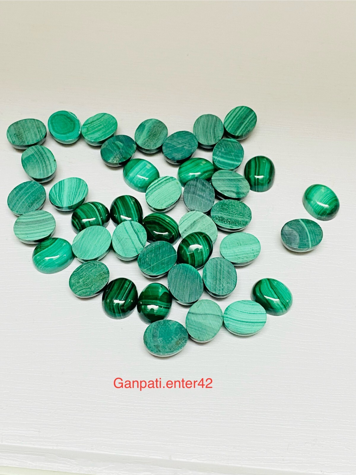 NATURAL MALACHITE OVAL CABOCHONS 11×9 MM 05 PCS LOT LOOSE GEMSTONE E