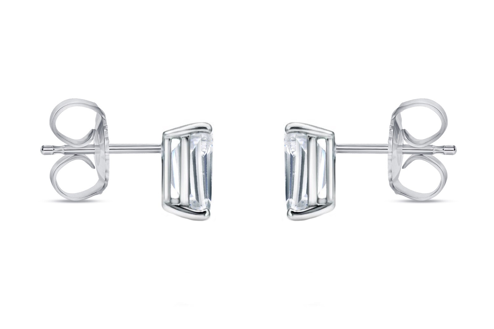 1 Ct Radiant Lab Created Grown Diamond Earrings 14K White Gold F/VS Basket Push