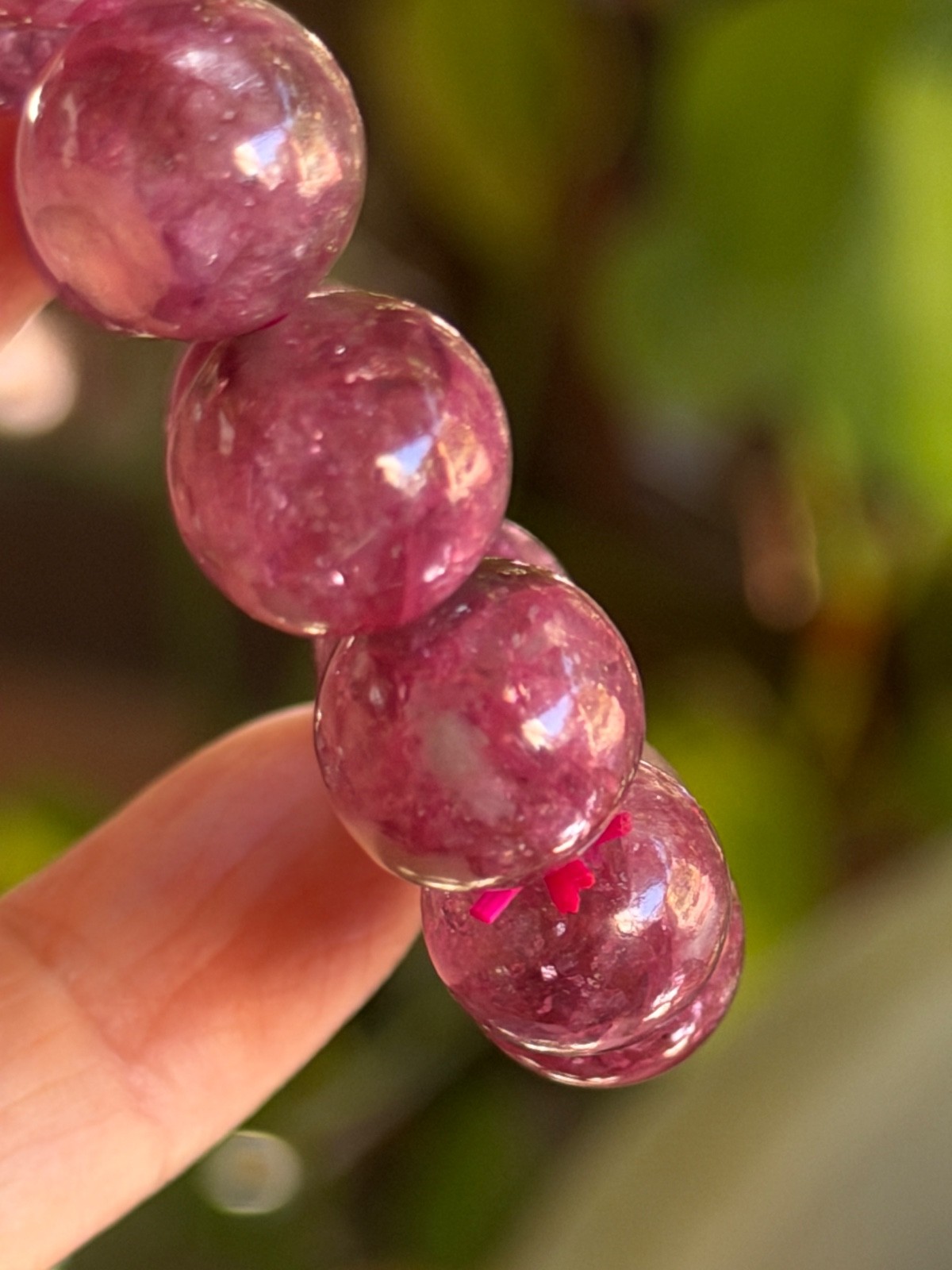 Pink Mica Bead Bracelet Dark Pink Mica Natural Crystal Gemstone 11mm
