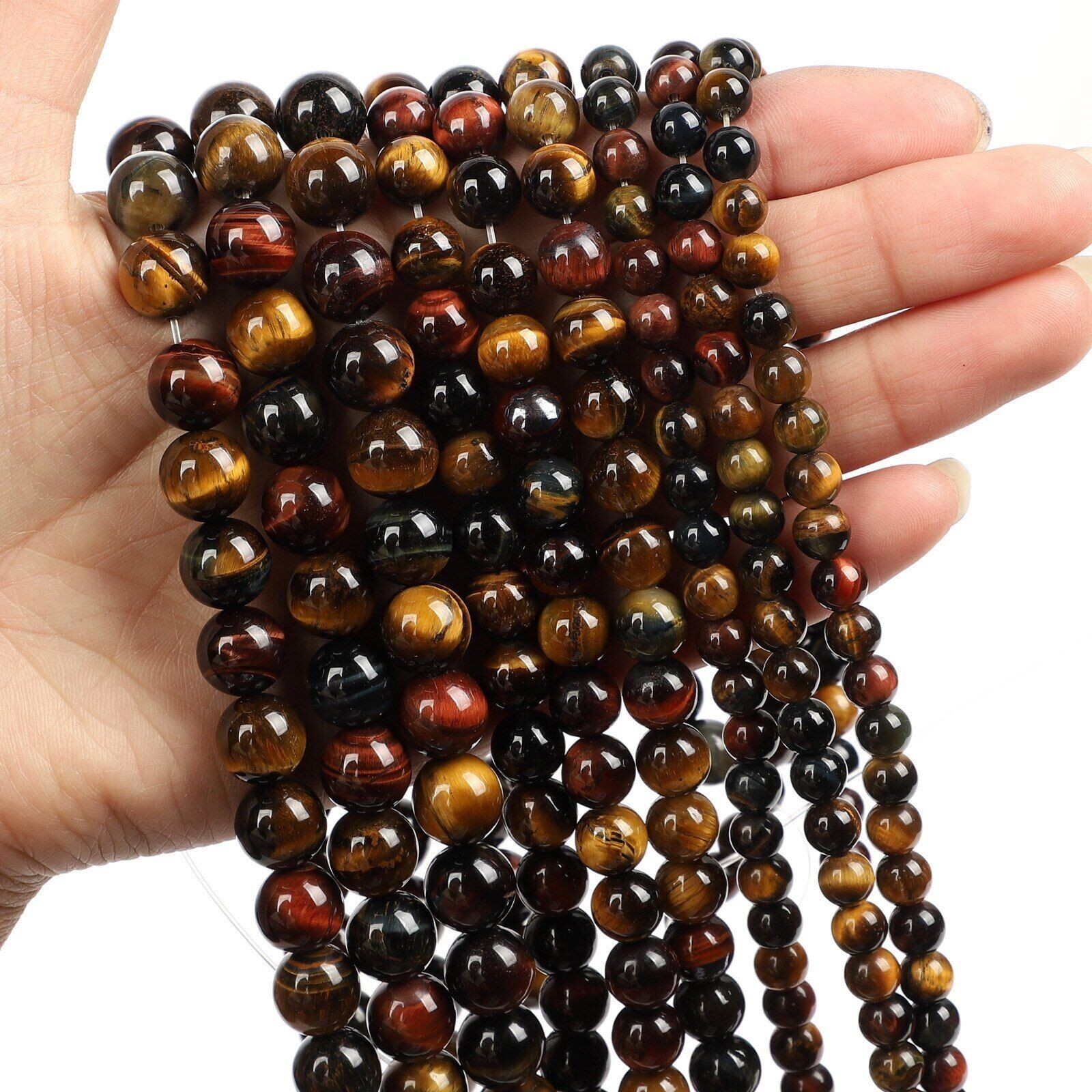 Natural-Gemstone Round Spacer Loose Beads Jewelry Making 4mm 6mm 8mm 10mm 12mm