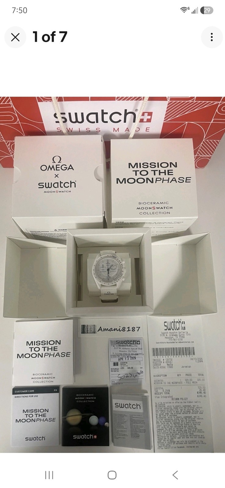 OMEGA x Swatch WHITE Snoopy MoonSwatch Mission to Moonphase Full Moon Receipt 🌝