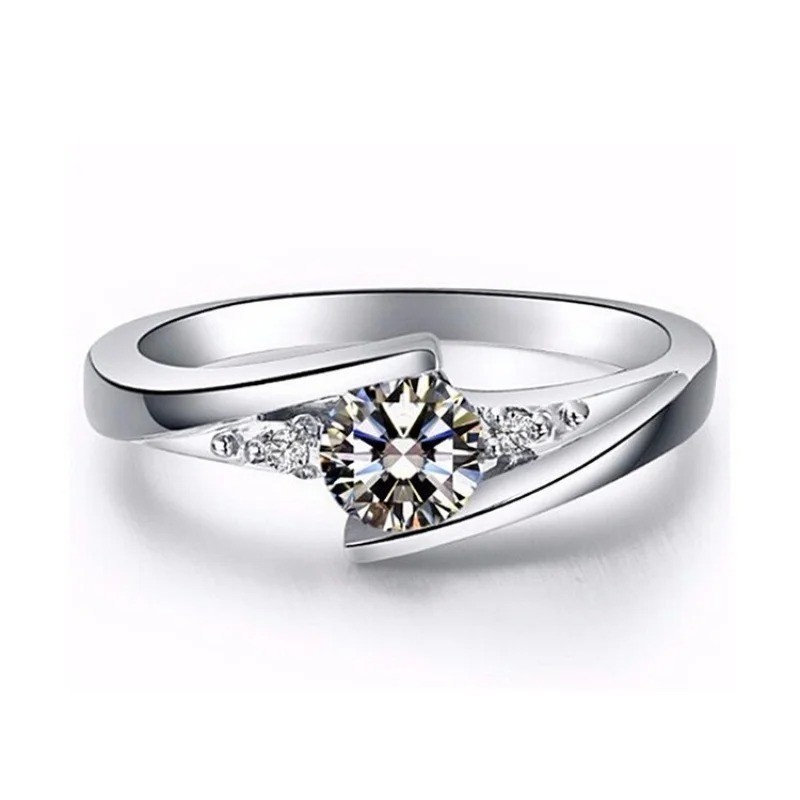 New Hot Selling Silver Plated Stainless Steel Rings For Women Square Cubic