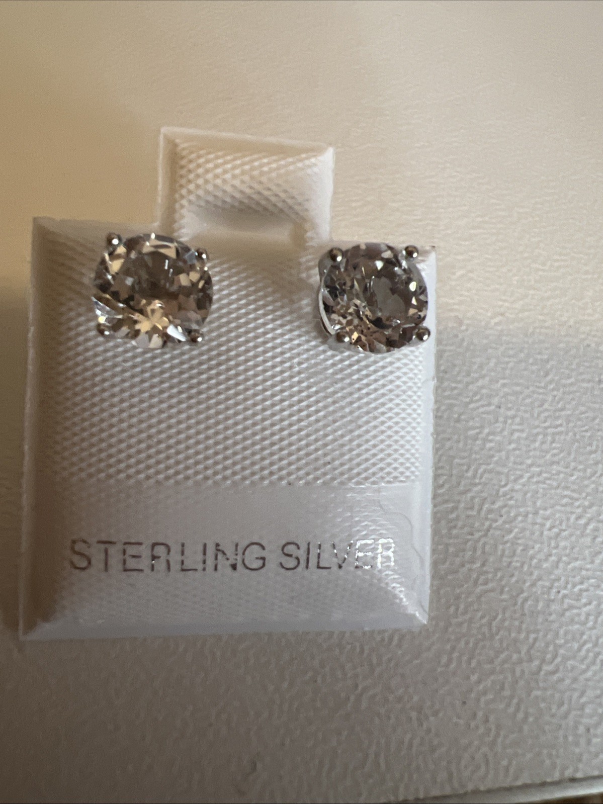Sterling Silver White Topaz Post Back Earrings Beautiful!
