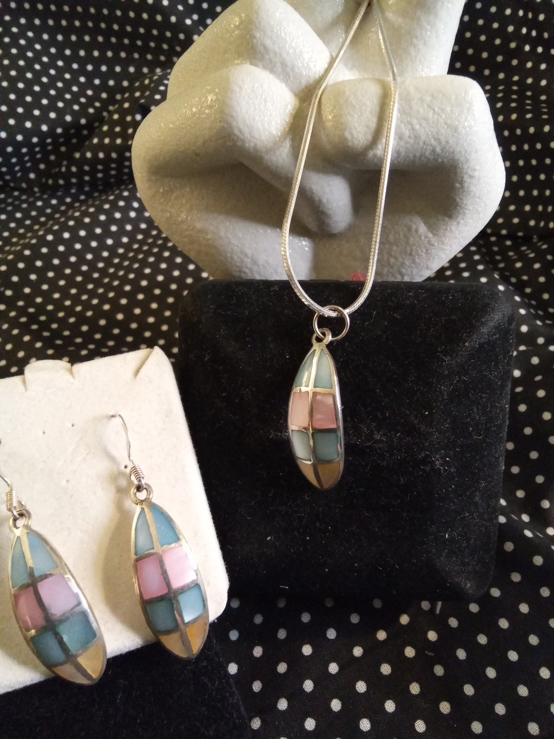 sterling silver necklace and earring set 925