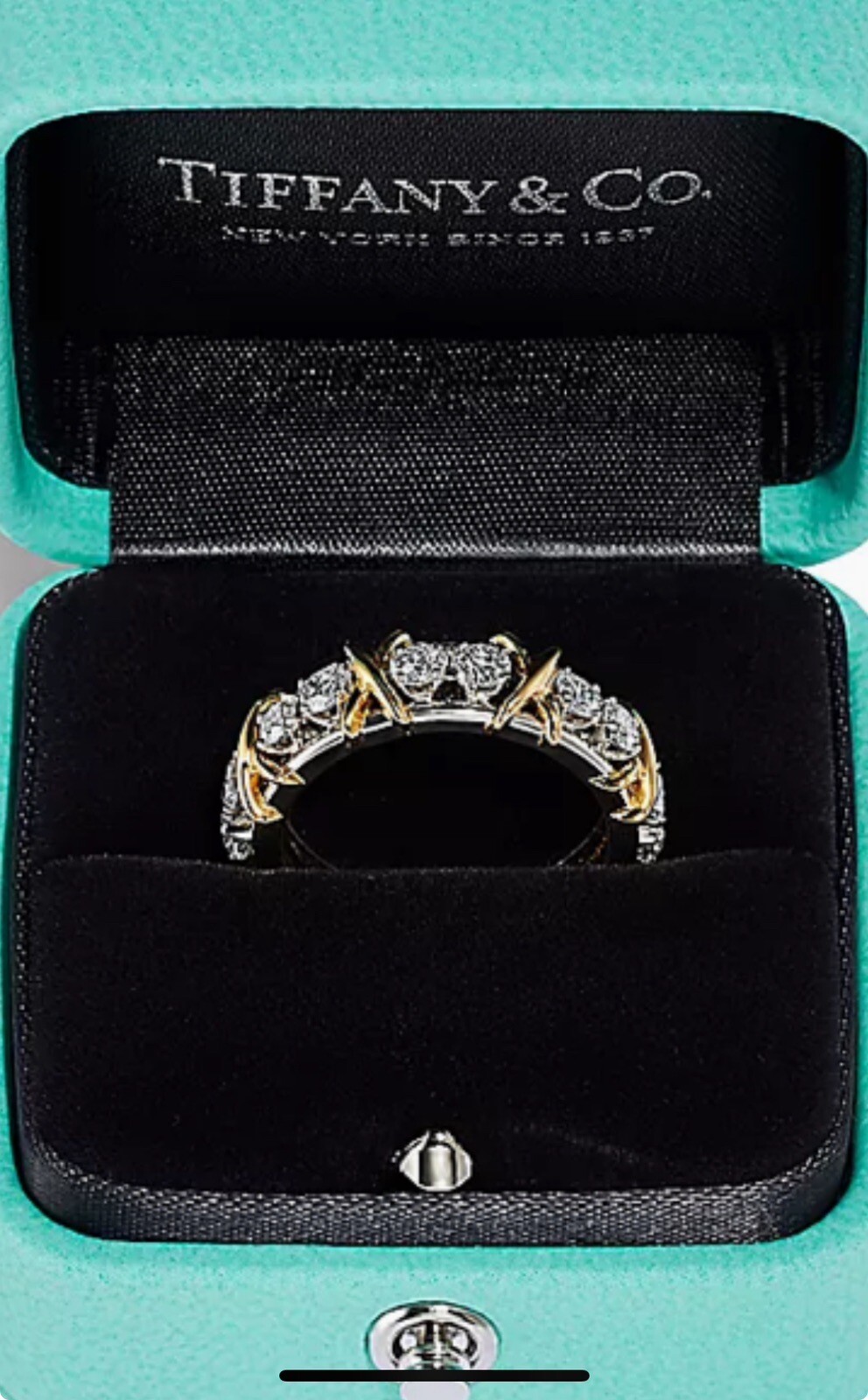 TIFFANY & CO. JEAN SCHLUMBERGER SIXTEEN 16 STONE DIAMOND 18K GOLD BAND RING 7.5