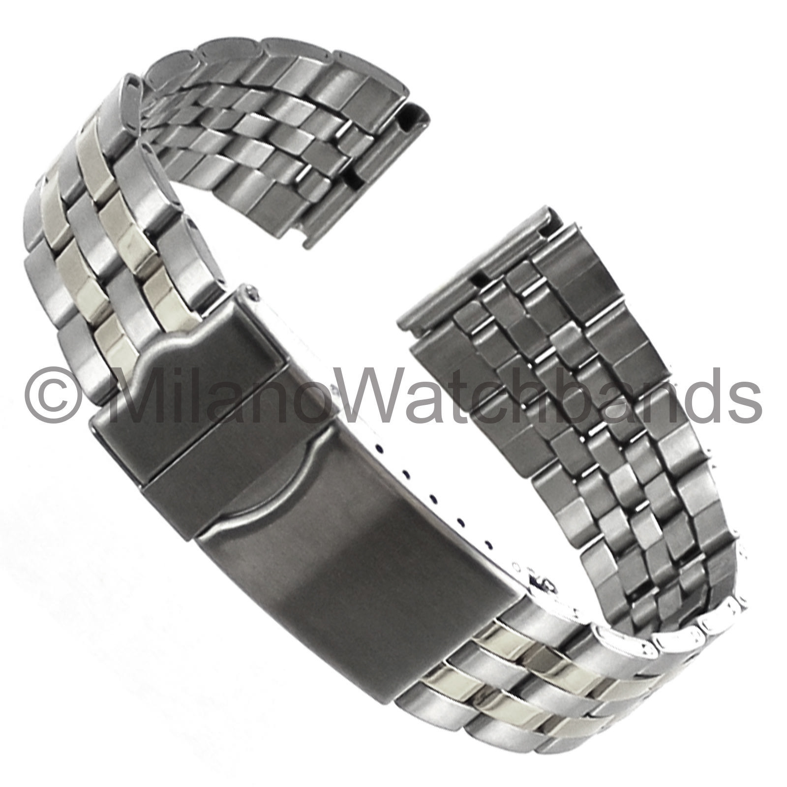 20mm Morellato Silver Tone Stainless Steel Safety Fold Over Clasp Watch Band