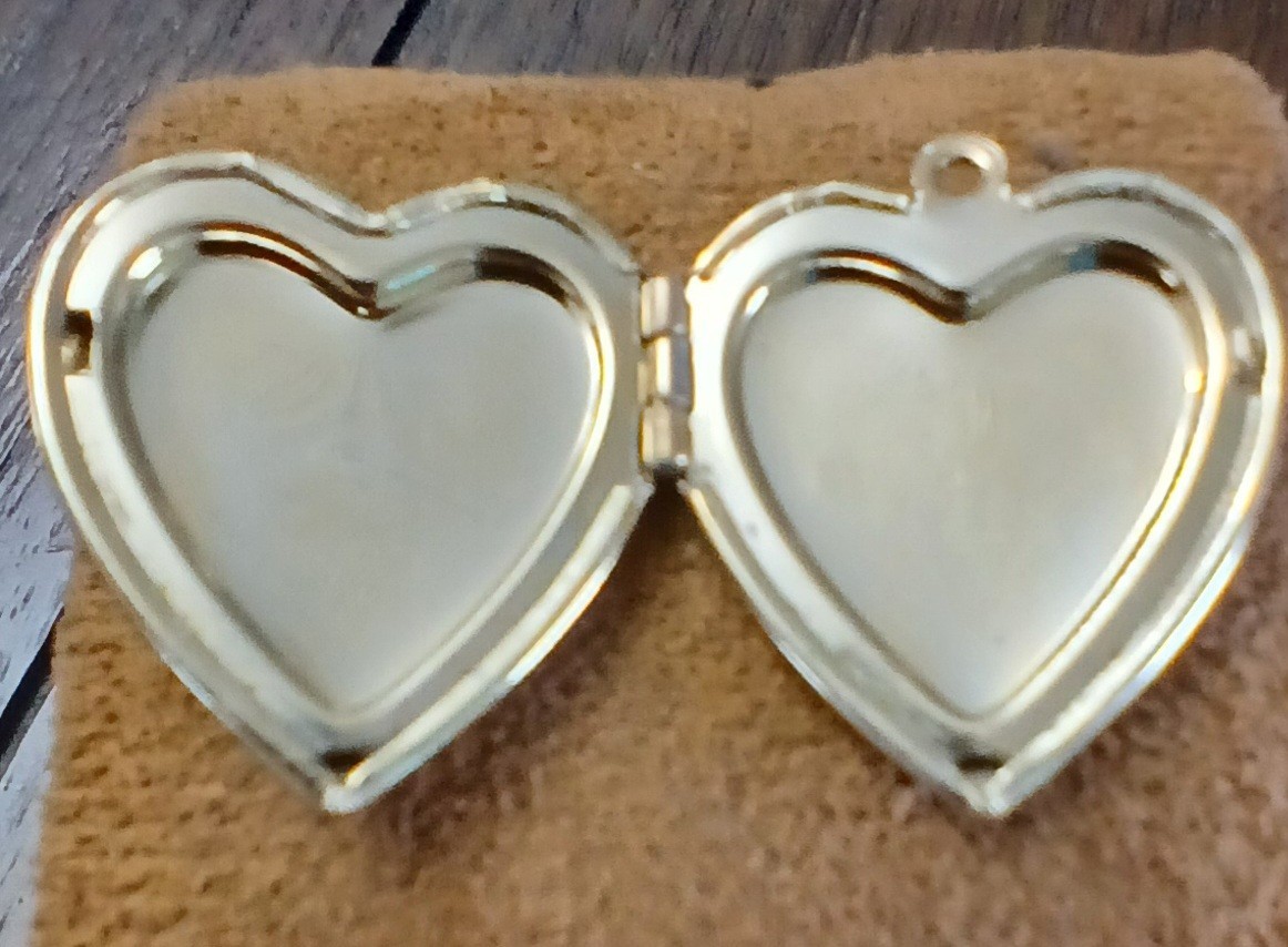 Michaela Frey Heart Locket Pendant Floral Enamel Gold Tone Signed