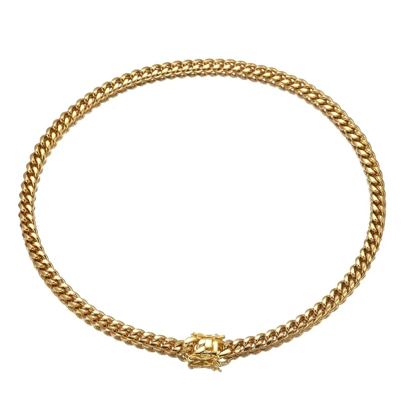 Miami Cuban Link Chain Necklace 18K Gold Plated Stainless Steel 6-18mm 16-30″
