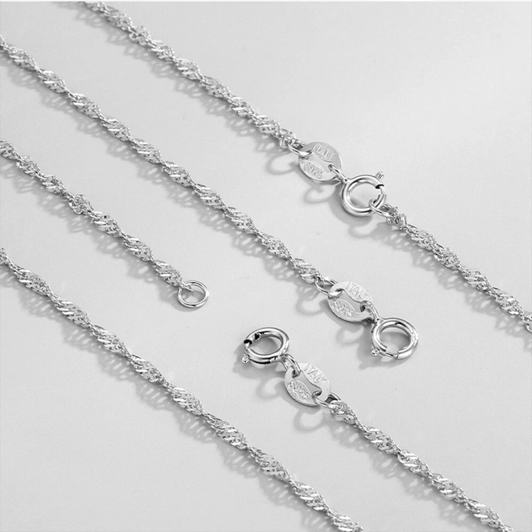 18inch 1.4mm 14k White Gold Singapore rope chain Necklace Made in Italy Gift