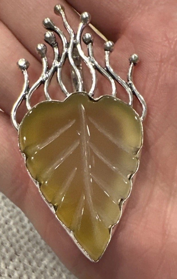 Silver Tone Simulated Gemstone Artisan Angel Wing Leaf Earrings & Pendant Lot 3