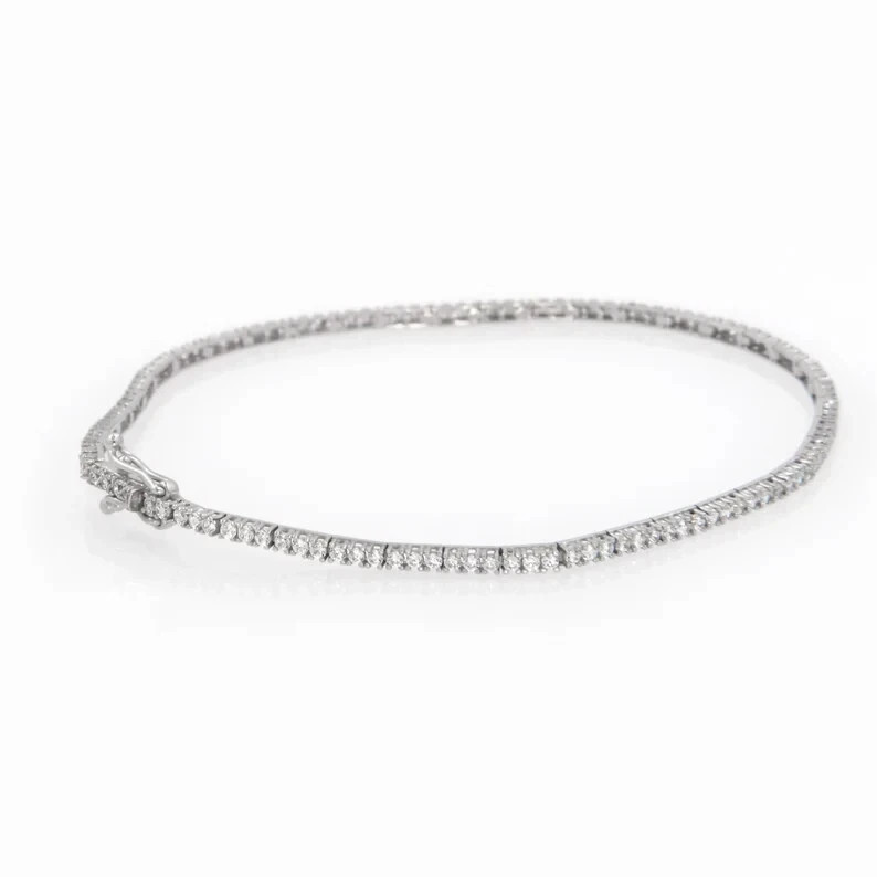 3MM 7Ct Lab Created Diamond Womens Tennis Bracelet Solid 14k White Gold Over