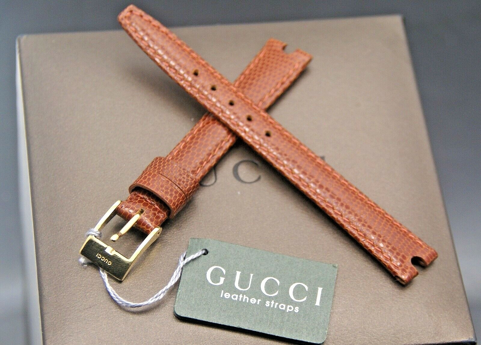 New Gucci 12 MM Lizard Pattern on Genuine Leather Band w/Notch (12.108)