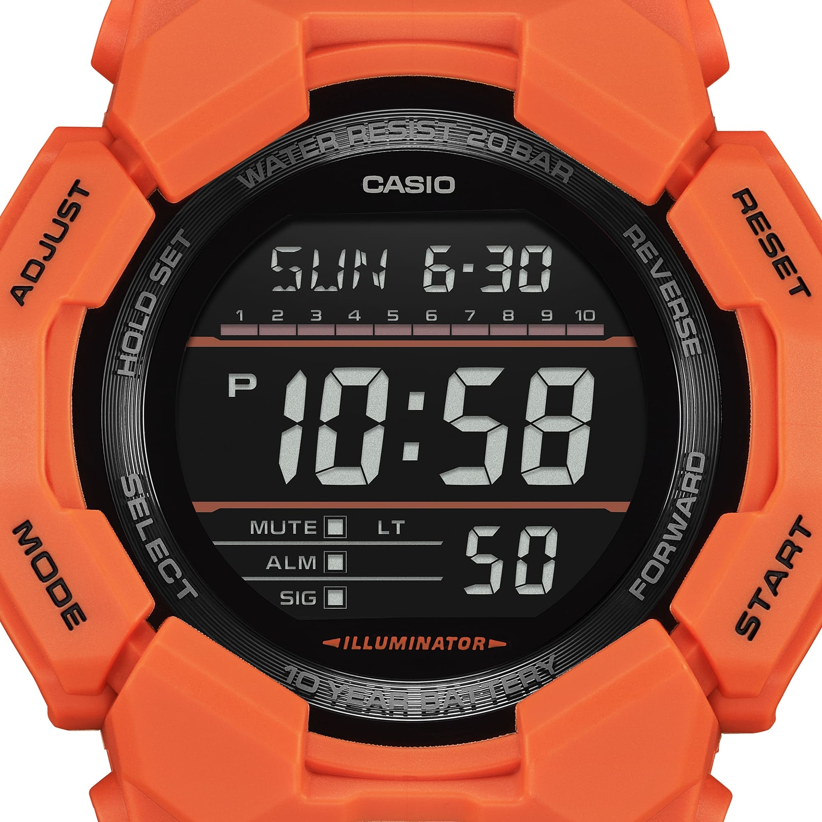 CASIO G-SHOCK GD-010-4JF Big Case 10 Year Battery Digital Watch Orange 51.9mm