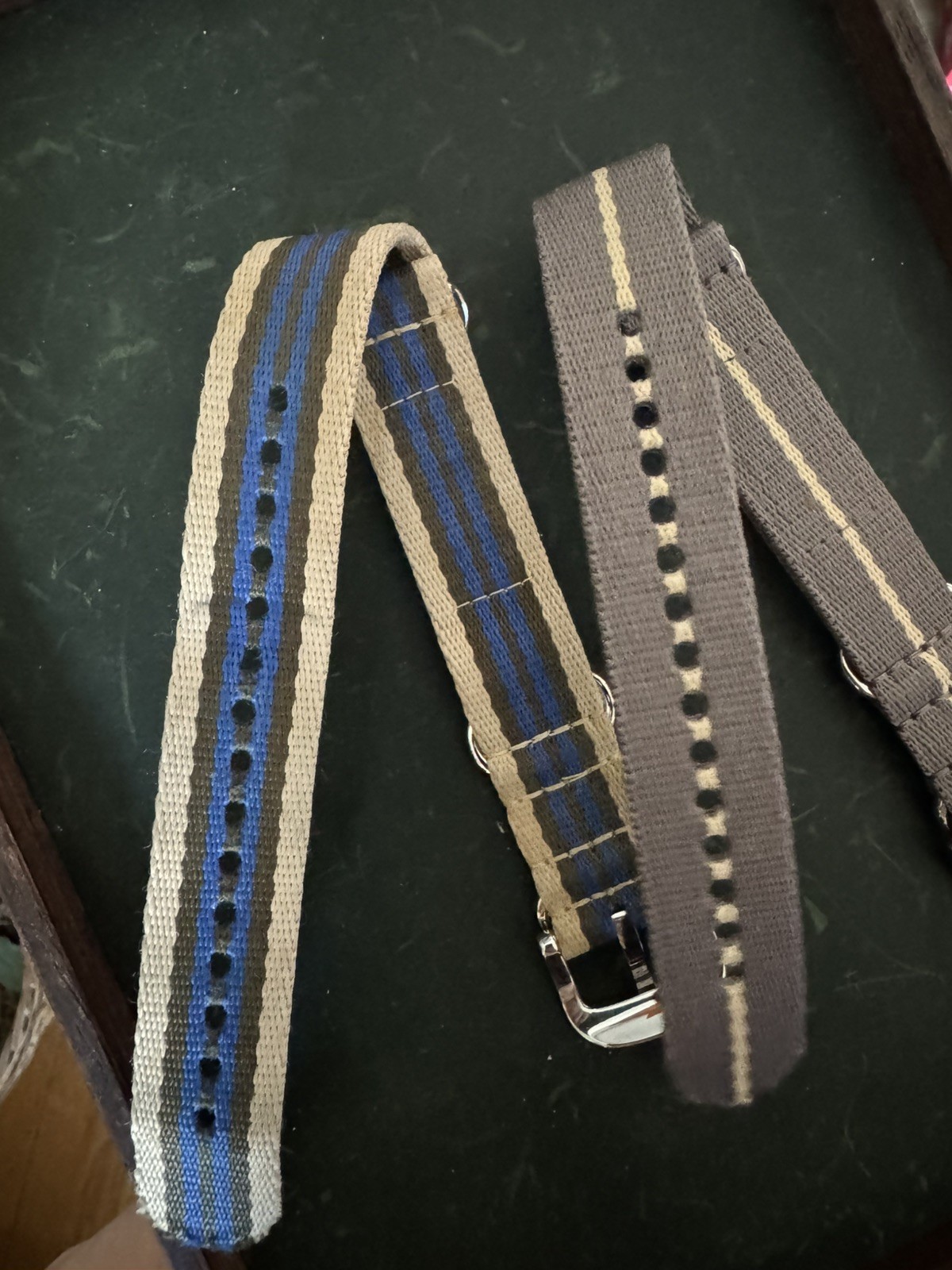 Set of TWO Shinola Nylon NATO Straps 20mm Striped Very Rare