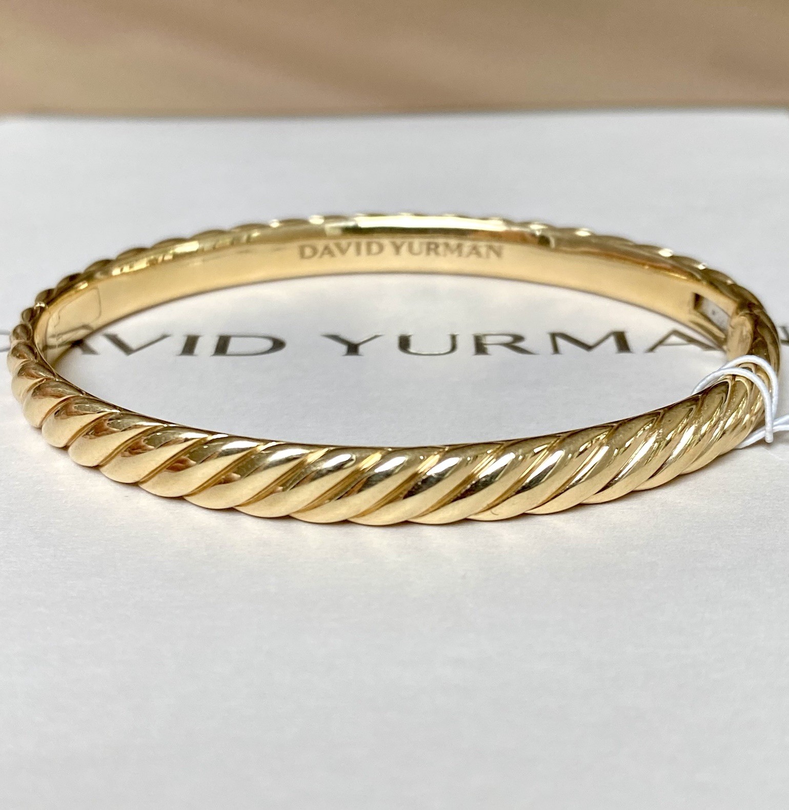 David Yurman 18K Yellow Gold Sculpted Cable Bangle Bracelet 6.2mm $8500+ M