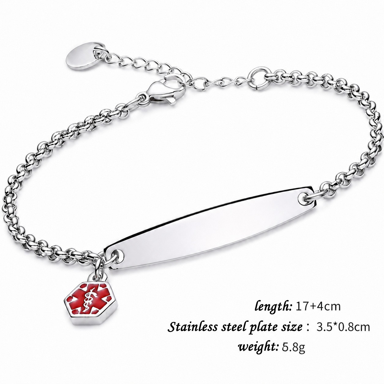 Free Engraving Medical ID Bracelet Stainless Steel Emergency Waterproof Jewelry