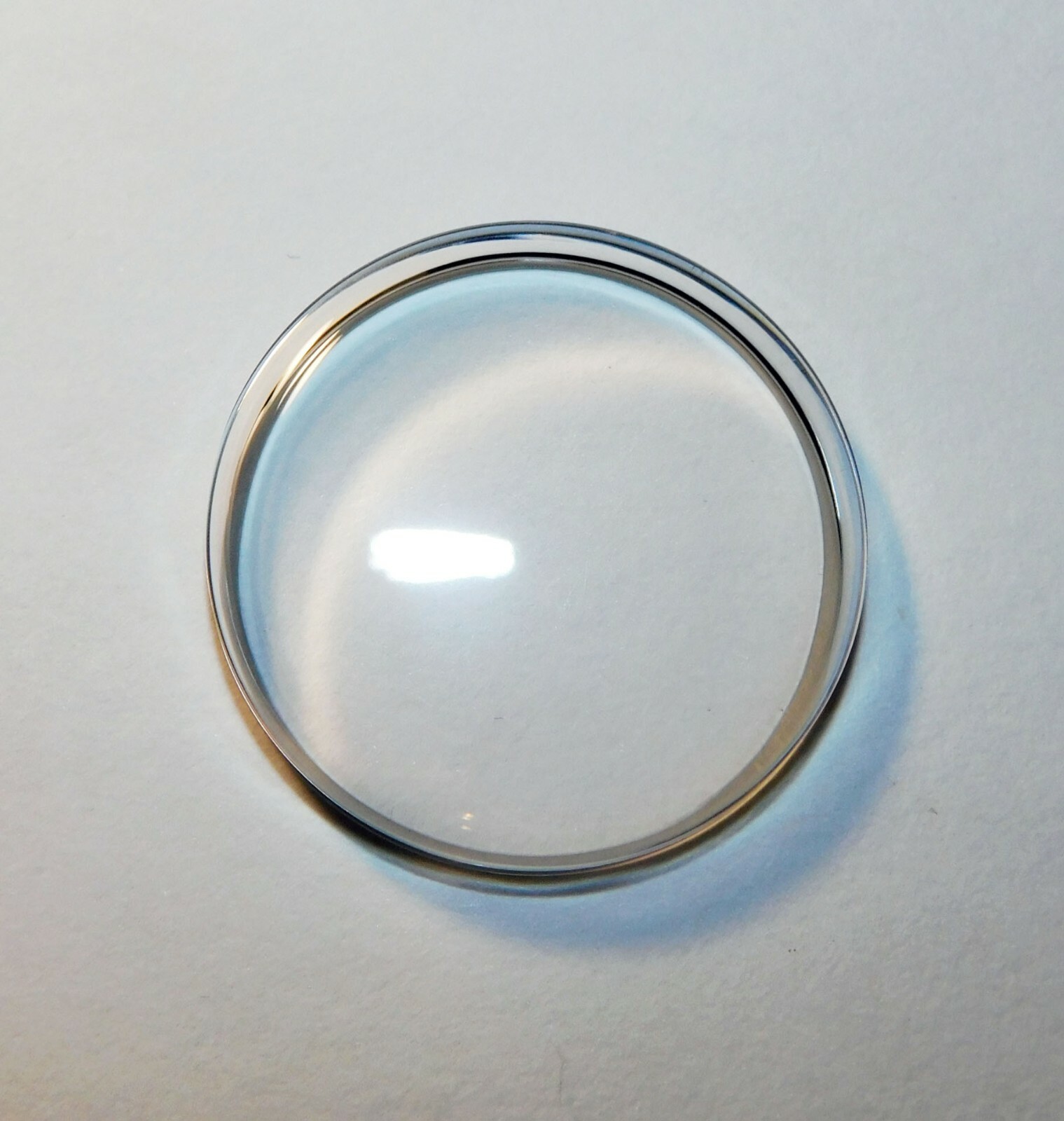 Divers watch crystal plastic with chrome tension ring 32.1mm to 35.0mm x 1 piece