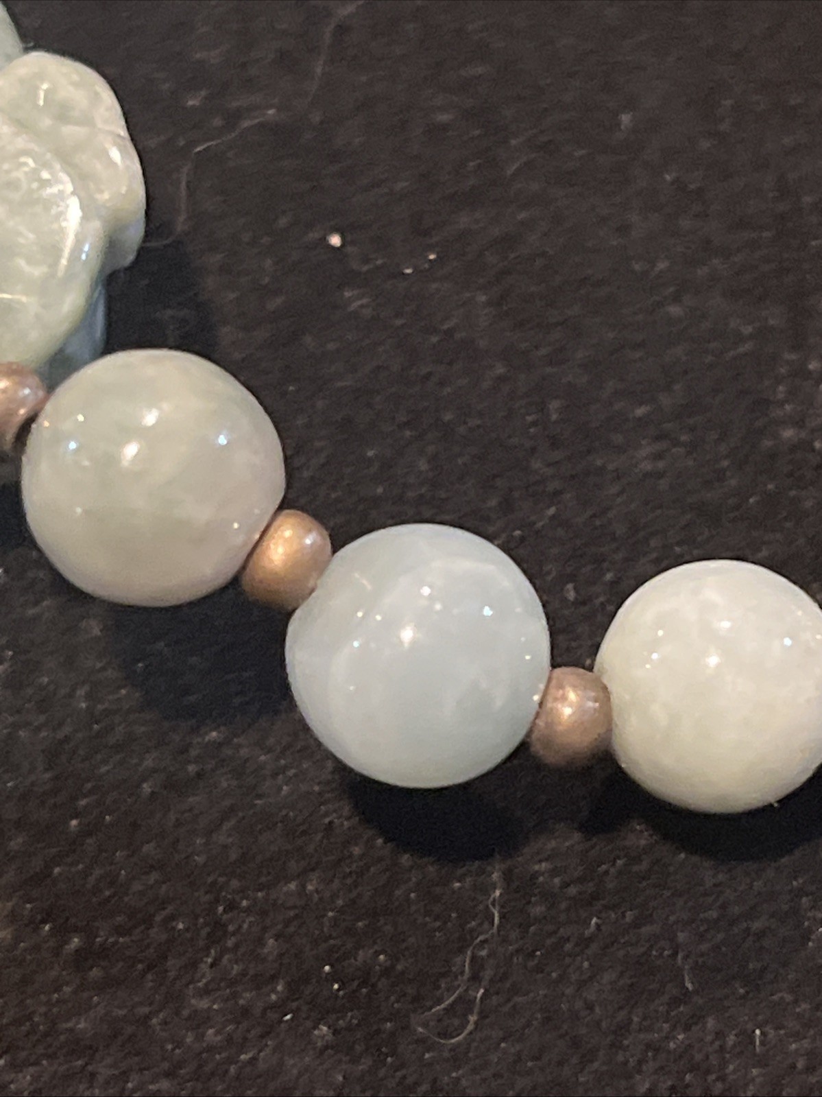 Burmese Jade bracelet Carved Pixiu Round Bead Natural Jadite Type Stretch