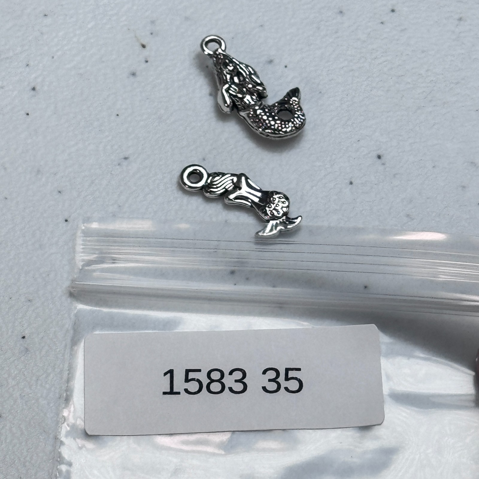 Silver Tone Bracelet Charm Pendant pair mermaid pirate nautical 1583-35a