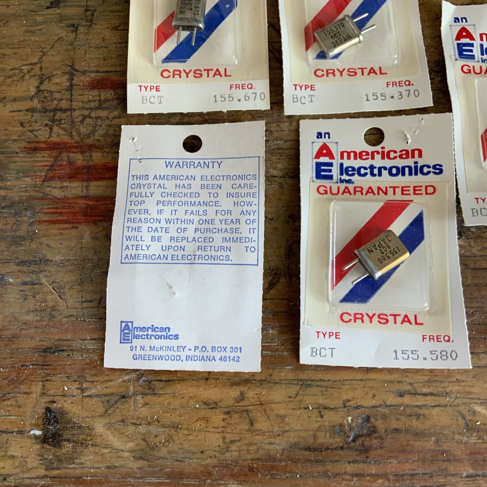 Lot Of 5 Crystals Electronic 155.670 155.370 155.490 155.580 154.950 BCT