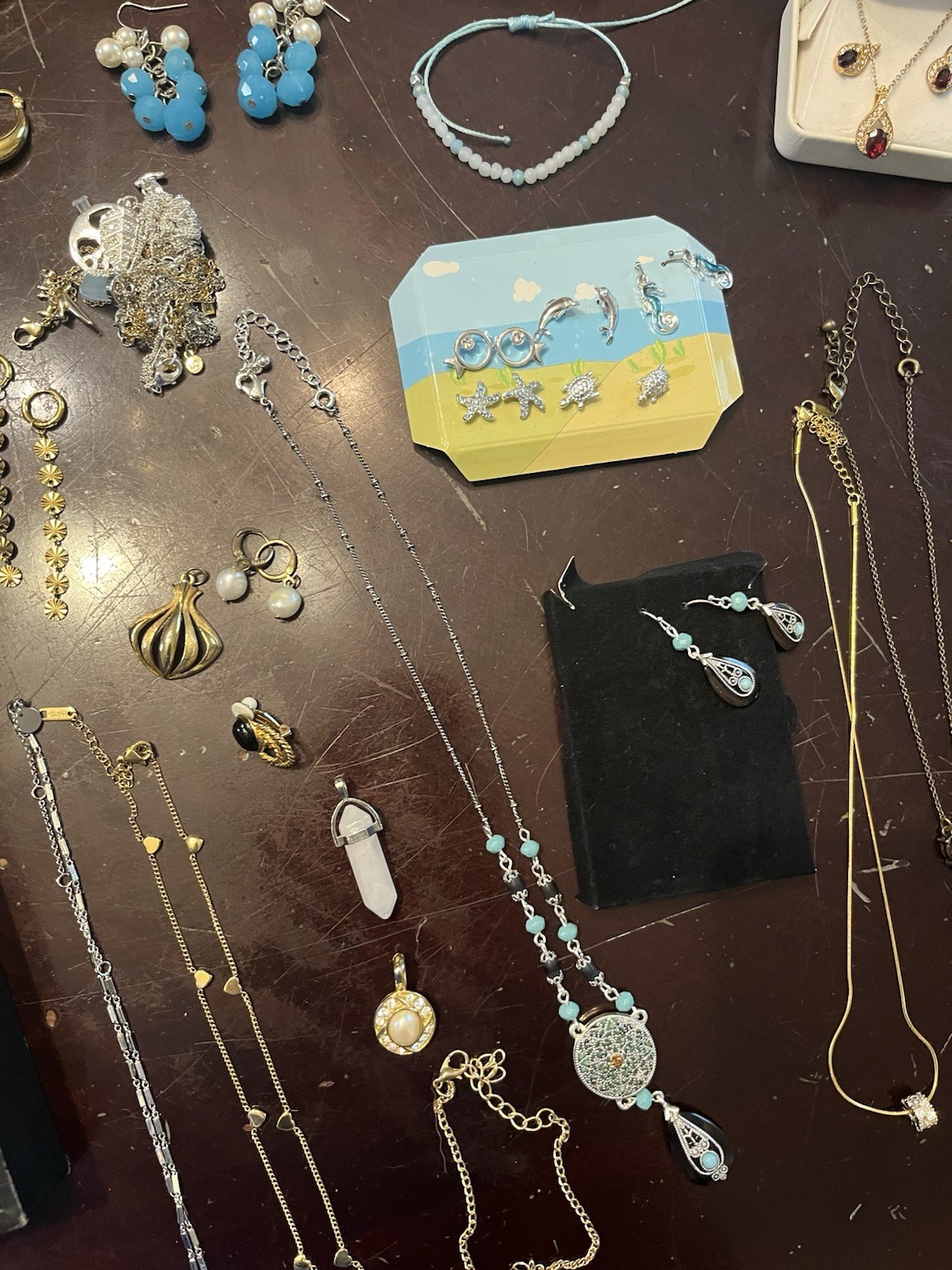 Miscellaneous Jewelry Lot, Rings Pendant Earrings Etc., Signed/stamped, Untested