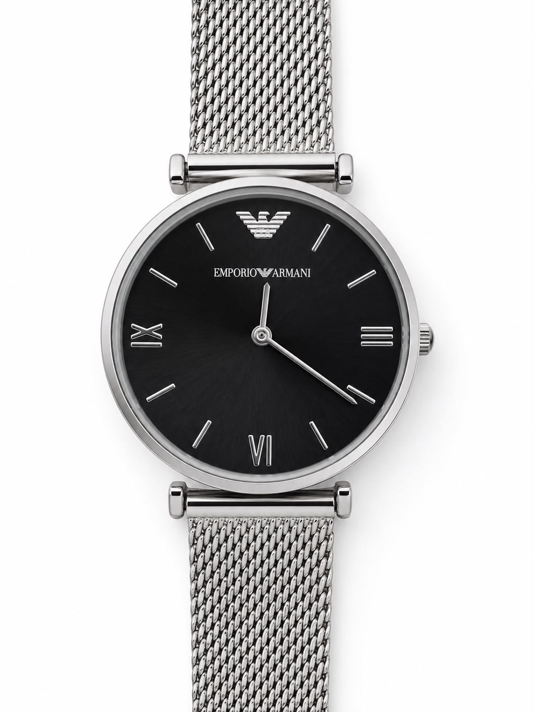 Emporio Armani AR1840 Women’s Black Dial Stainless Steel Mesh Watch w/ Box