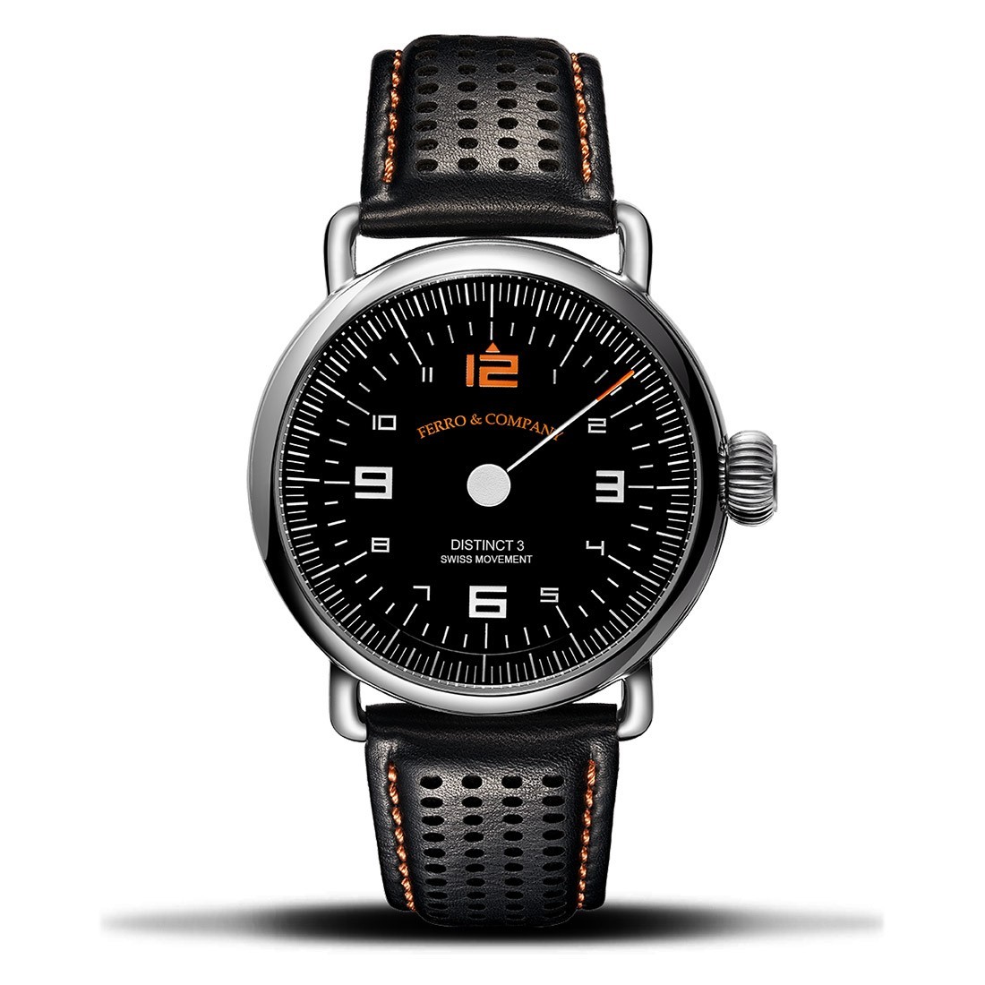 Ferro & Co. Distinct 3 Petrol Racing Quartz Steel Black Leather Men’s Watch