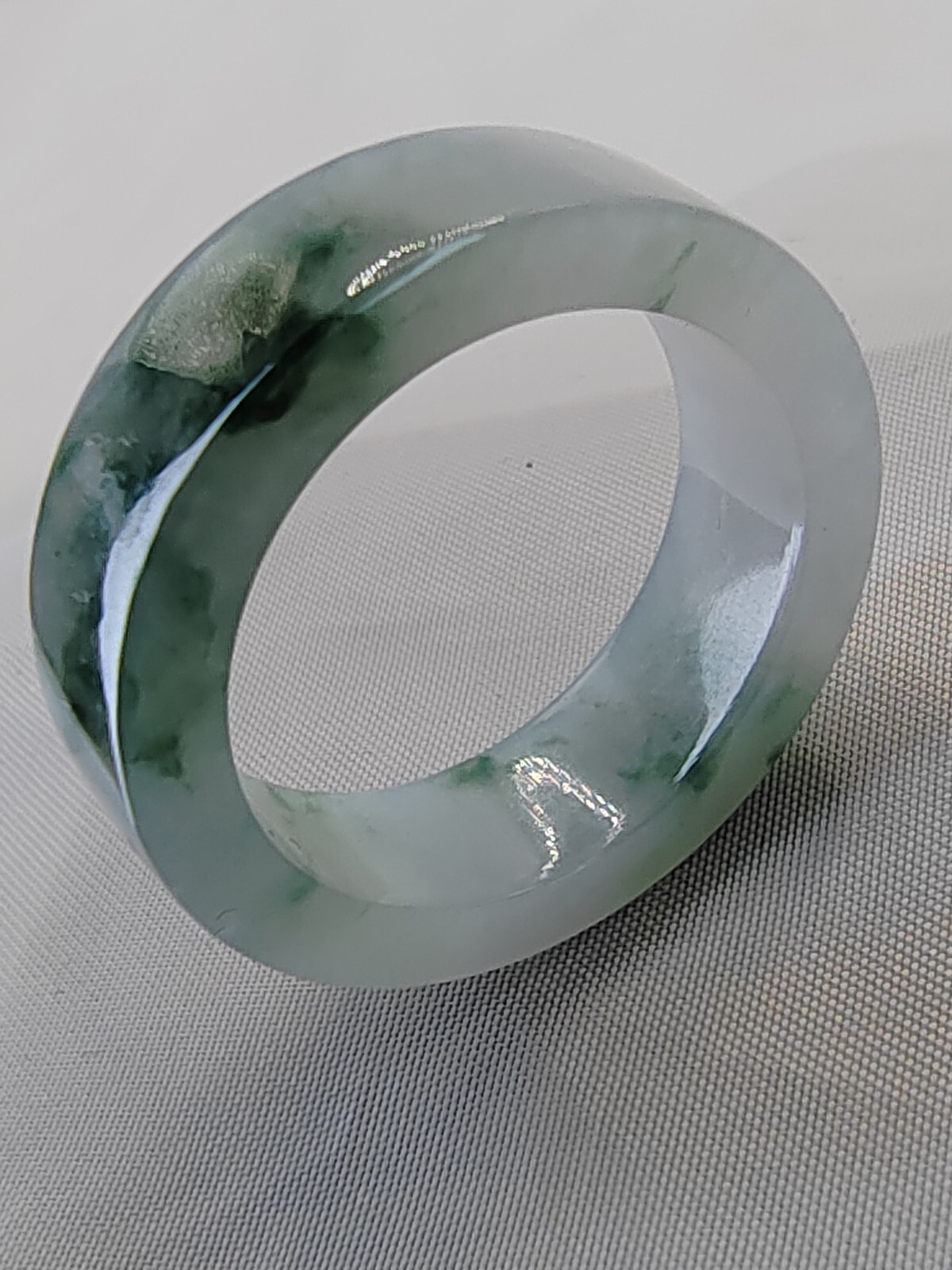 Ice Bluish Green Natural Jadeite Jade Band Ring # US SIZE 13.5 # 22.60mm