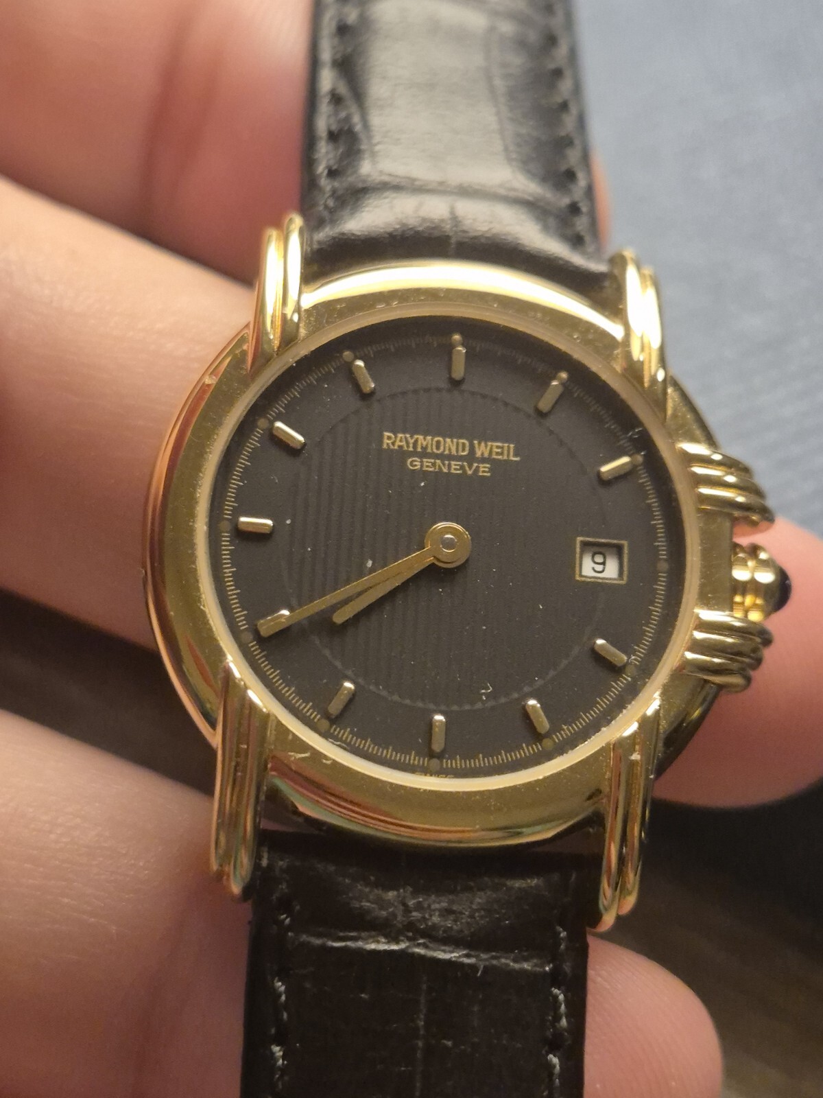 Raymond Weil Ladies Leather Strap Watch Vintage 9955 Working