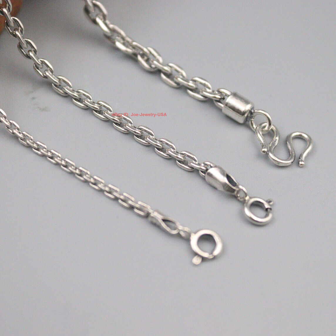 Real 925 Sterling Silver Necklace Cable Link Chain 2mm, 3mm, 4mm, 18″ to 27.6″L
