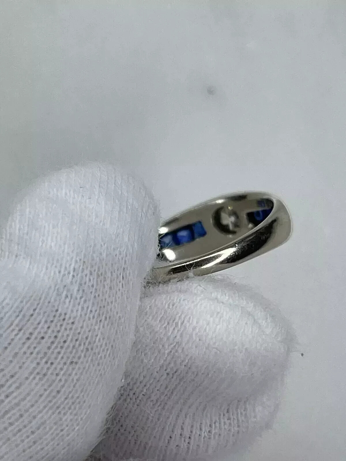 2.1Ct Bezel Set Round Lab Created Diamond & Sapphire Engagement 925 Silver Ring