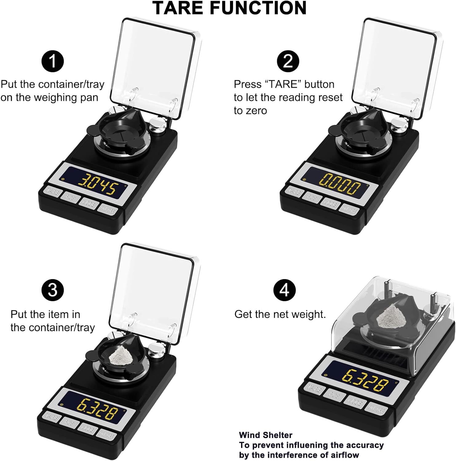 High Precision 100G Matte Black Weigh Scale Tare Function Count Jewelry Reloa…