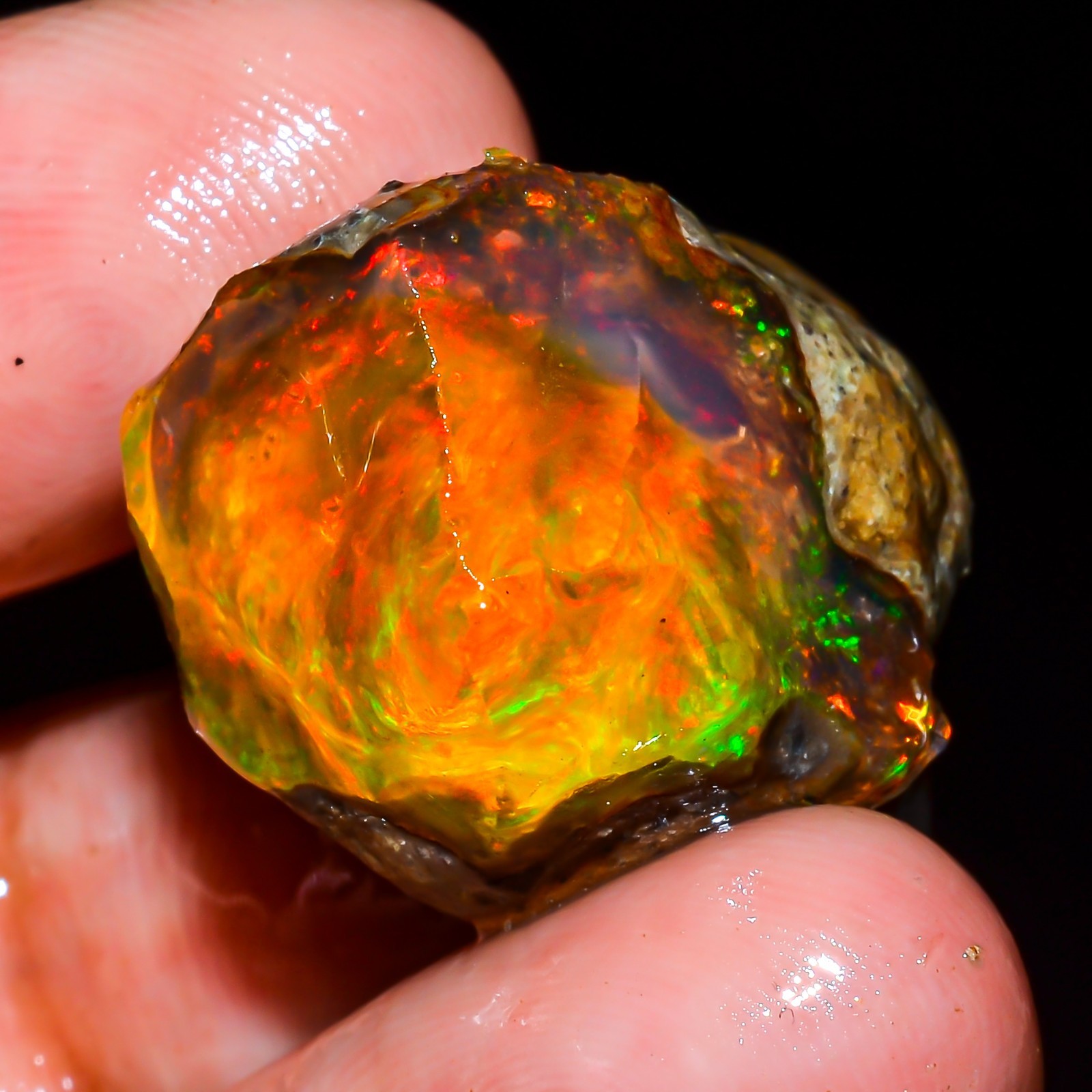 30 Ct Natural Ethiopian Opal Rough Gemstone, Loose Gemstone Multi Fire Opal L420