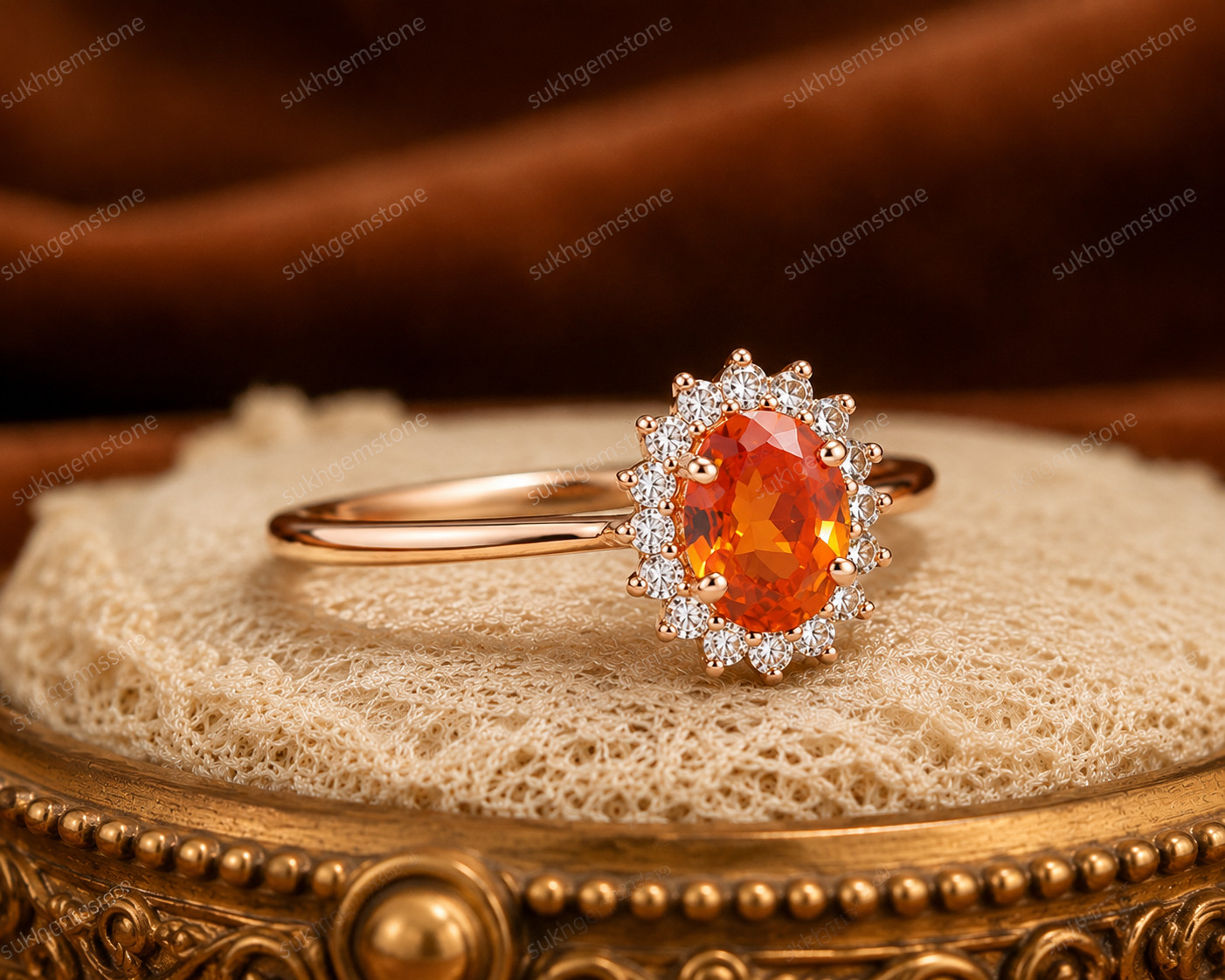 Lab Created Citrine Ring, Base Metal: Brass Finish: Gold Plated, Gift For Her