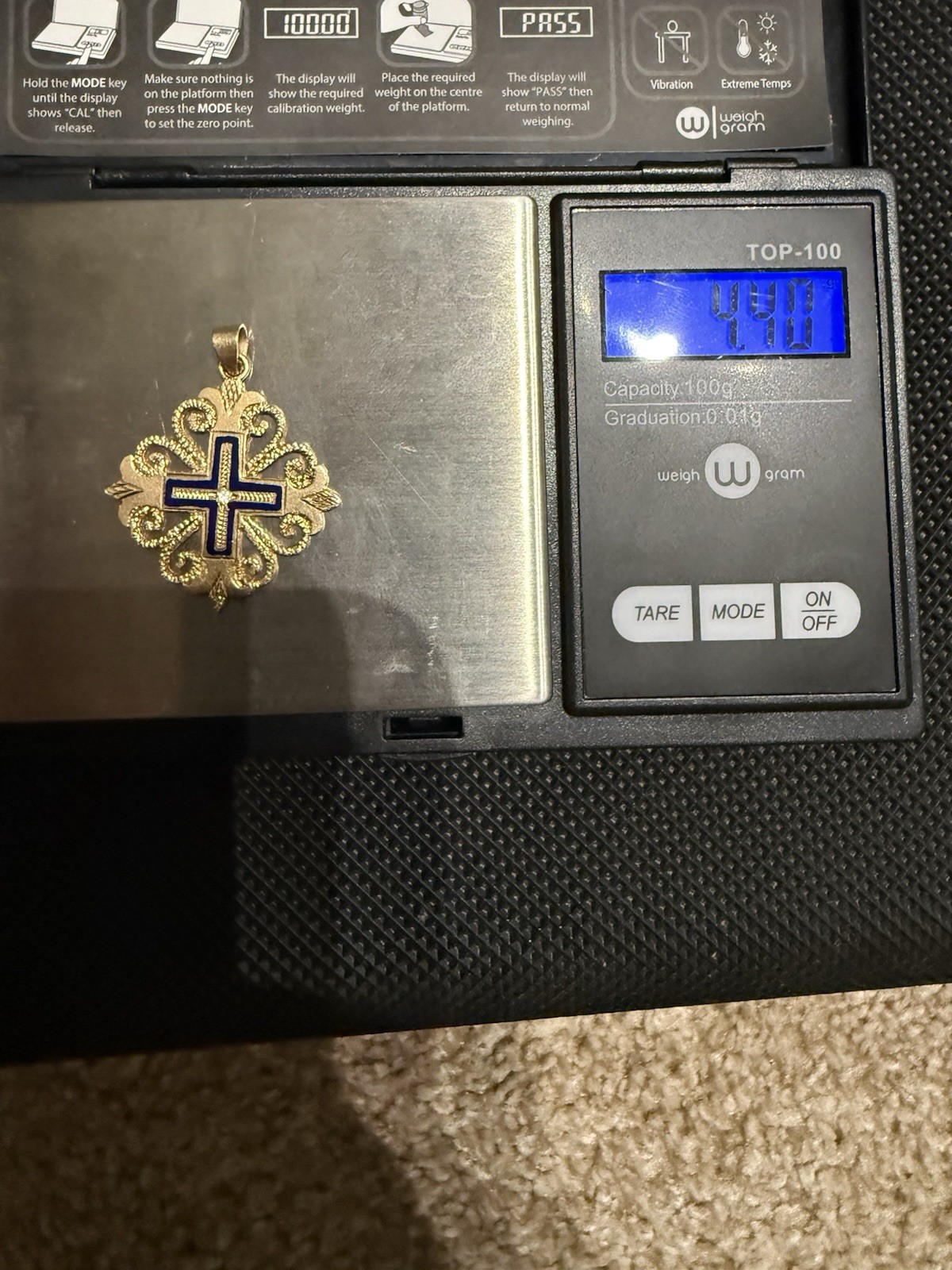 14K Gold Religious Cross Pendant Custom Made with Real Diamond 14K 4.40 Grams