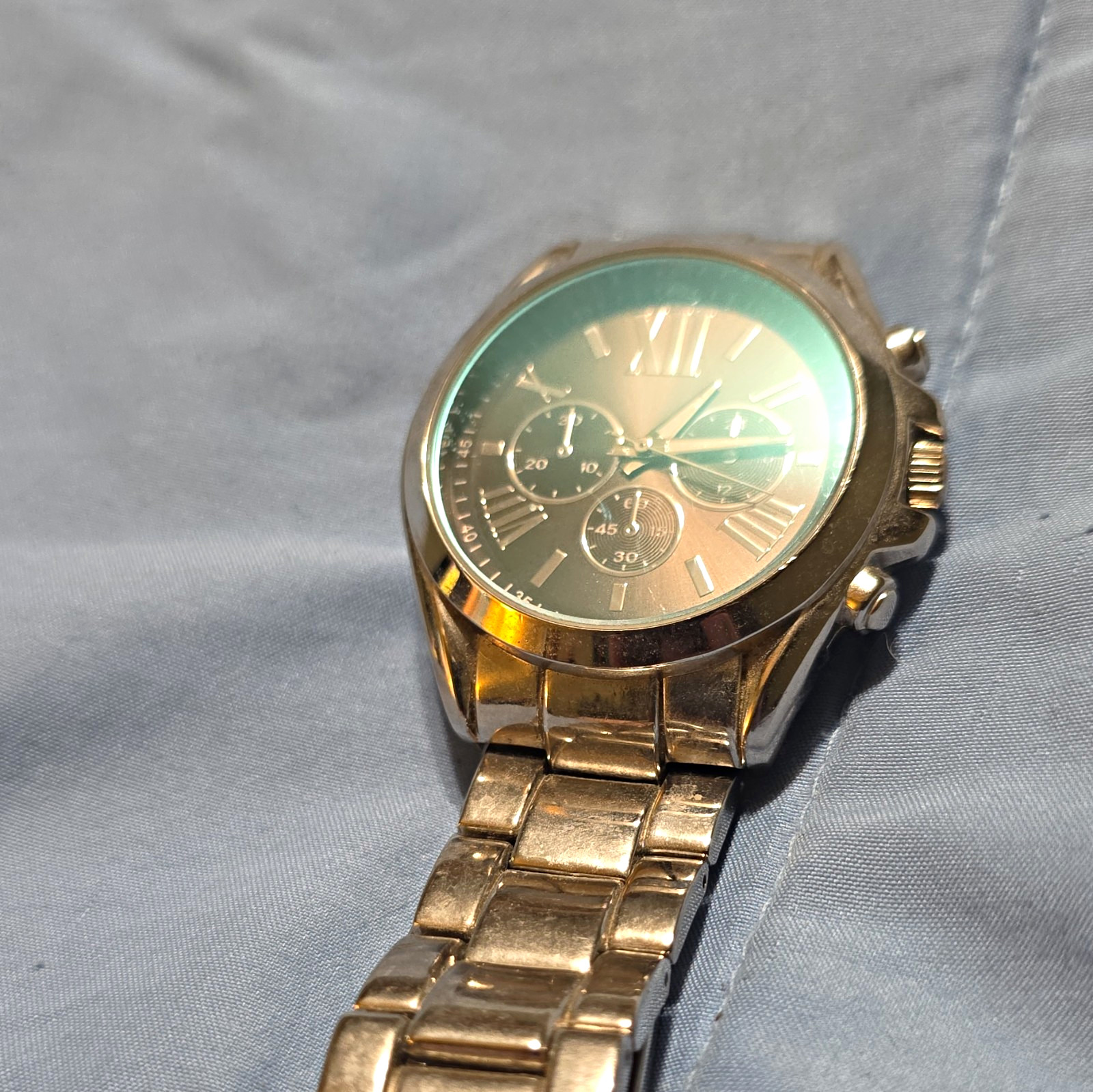 Accutime NM042015 Quartz Analog Watch Green Dial Roman/Stick, Silver Bracelet