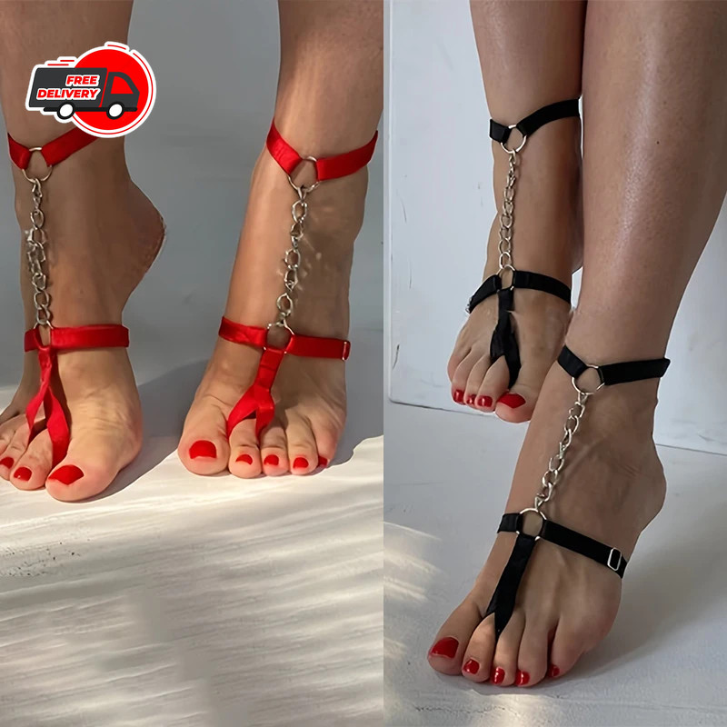 Chain Gothic Black Elastic Band Bandage Anklet Bracelet For Women.