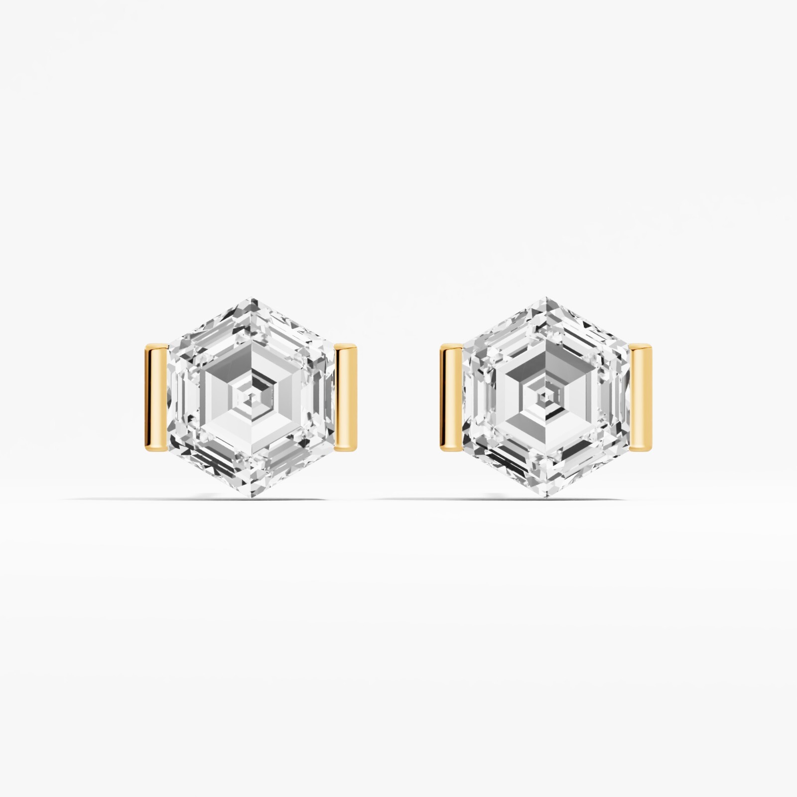2.00 ct Lab Created Hexagon Diamond Stud Earring in 14K Yellow Gold For Women