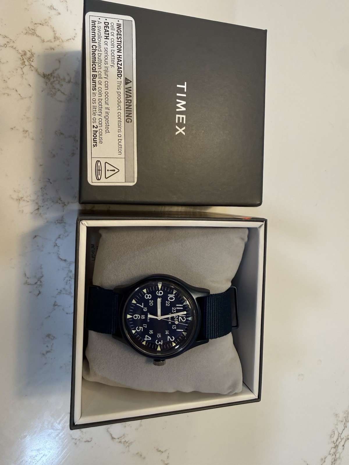 Timex MK1 Quartz Blue Dial Blue Nylon Strap 50m WR Wristwatch w/ Box